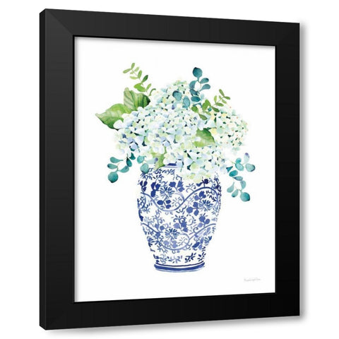 Chinoiserie Hydrangea II Black Modern Wood Framed Art Print by Charro, Mercedes Lopez