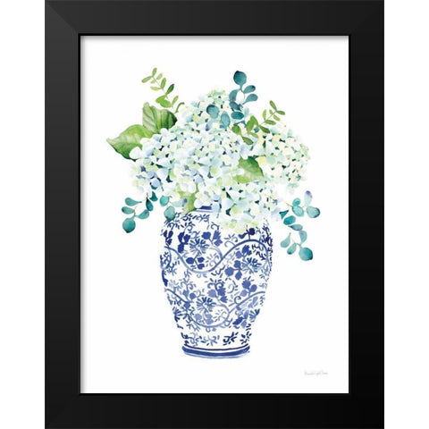 Chinoiserie Hydrangea II Black Modern Wood Framed Art Print by Charro, Mercedes Lopez
