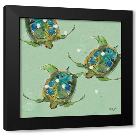 Sea Turtles Black Modern Wood Framed Art Print with Double Matting by Day, Kellie