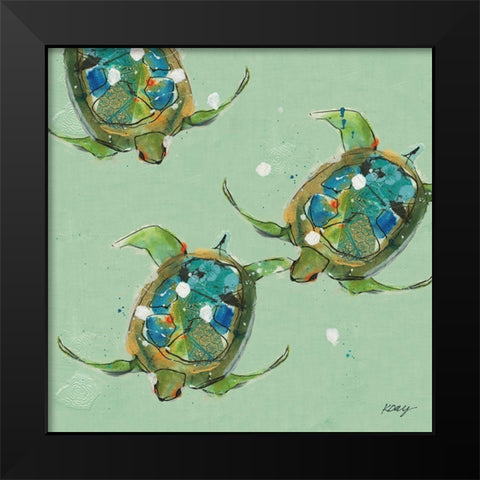 Sea Turtles Black Modern Wood Framed Art Print by Day, Kellie