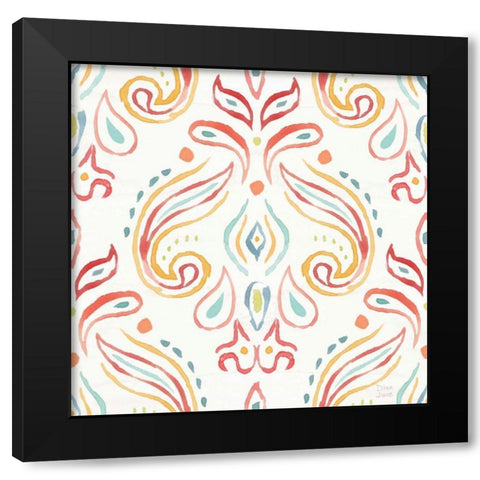 Winged Whisper Pattern IIIA Black Modern Wood Framed Art Print with Double Matting by June, Dina