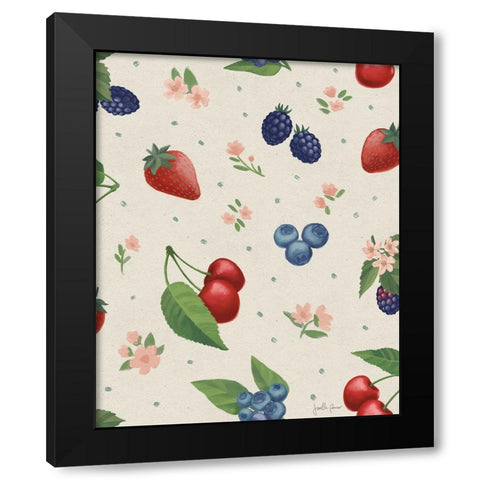 Berry Breeze Pattern IA Black Modern Wood Framed Art Print by Penner, Janelle