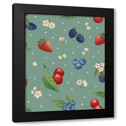 Berry Breeze Pattern ID Black Modern Wood Framed Art Print by Penner, Janelle