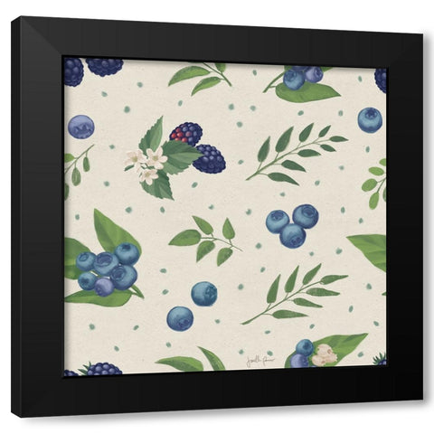 Berry Breeze Pattern II Black Modern Wood Framed Art Print with Double Matting by Penner, Janelle