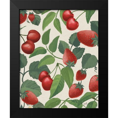 Berry Breeze Pattern III Black Modern Wood Framed Art Print by Penner, Janelle