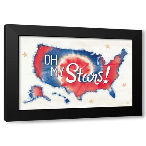 Oh My Stars I Black Modern Wood Framed Art Print by June, Dina