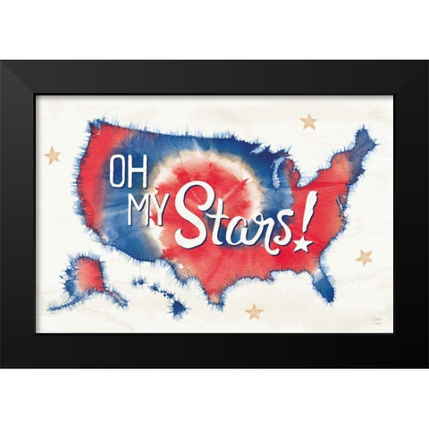 Oh My Stars I Black Modern Wood Framed Art Print by June, Dina