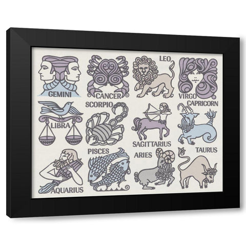 Whats Your Signs Pastel Black Modern Wood Framed Art Print by Wild Apple Portfolio