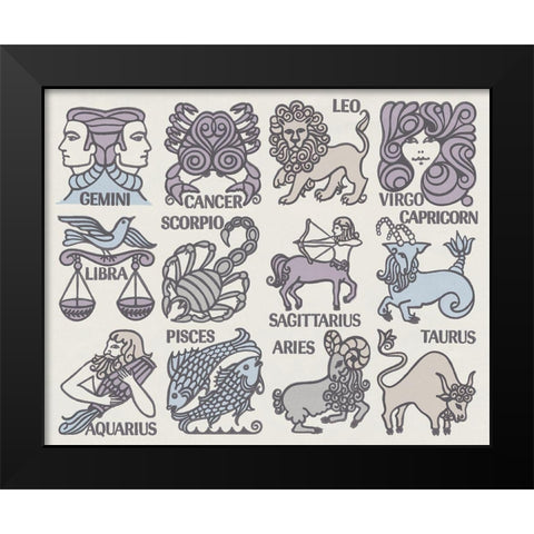 Whats Your Signs Pastel Black Modern Wood Framed Art Print by Wild Apple Portfolio