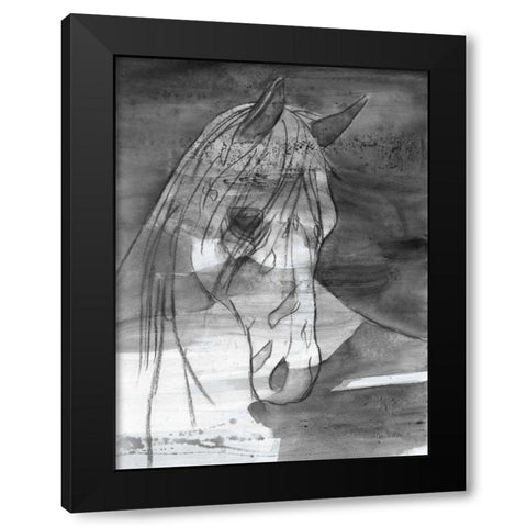 Moonlight BW Black Modern Wood Framed Art Print with Double Matting by Hristova, Albena