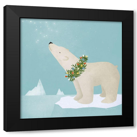 Holiday Polar Bear Black Modern Wood Framed Art Print with Double Matting by Fowler, Ryan