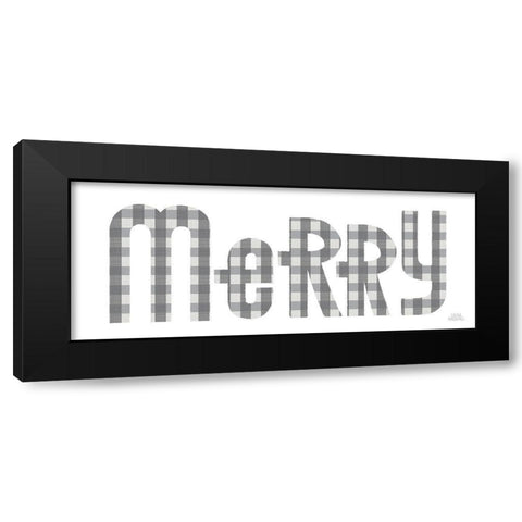 Retro Holiday Merry Gray Black Modern Wood Framed Art Print by Marshall, Laura