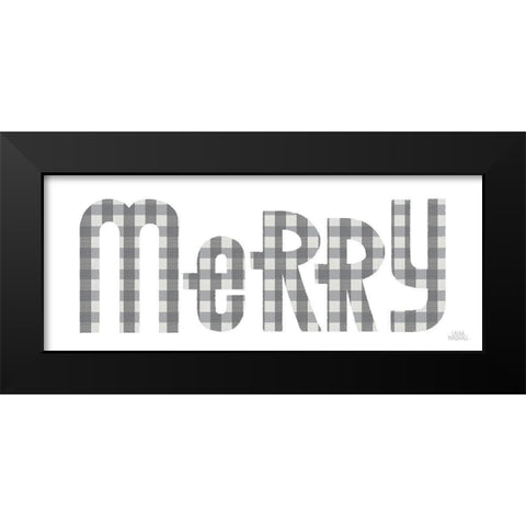 Retro Holiday Merry Gray Black Modern Wood Framed Art Print by Marshall, Laura