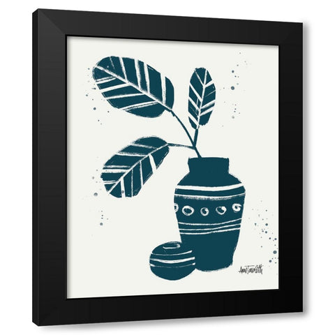 Monochrome Blue Botanical Sketches VIII Black Modern Wood Framed Art Print by Tavoletti, Anne