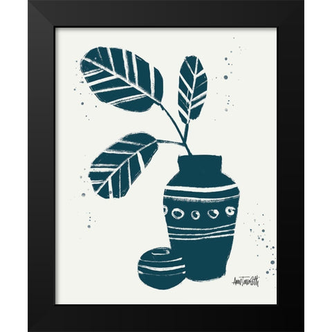 Monochrome Blue Botanical Sketches VIII Black Modern Wood Framed Art Print by Tavoletti, Anne