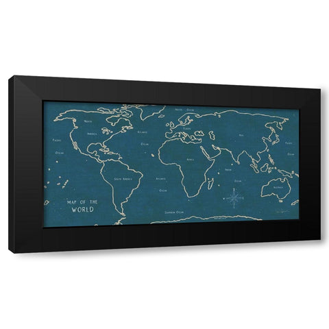 Sketch Map II Blue Black Modern Wood Framed Art Print with Double Matting by Schlabach, Sue