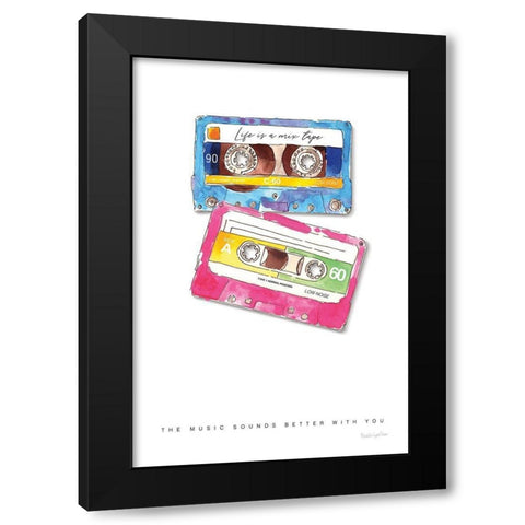 Mixtape Love Black Modern Wood Framed Art Print by Charro, Mercedes Lopez