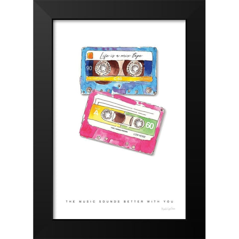 Mixtape Love Black Modern Wood Framed Art Print by Charro, Mercedes Lopez