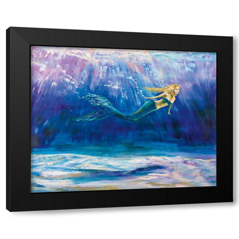 Out for a Swim Black Modern Wood Framed Art Print with Double Matting by Vertentes, Jeanette