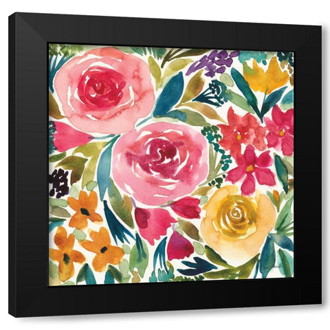 Summer Petals I Black Modern Wood Framed Art Print by Warrick, Cheryl