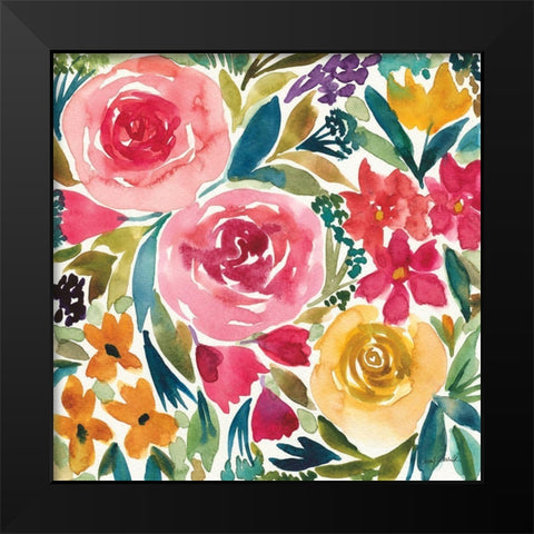 Summer Petals I Black Modern Wood Framed Art Print by Warrick, Cheryl