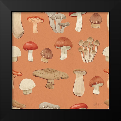 Mushroom Madness Pattern IIIB Black Modern Wood Framed Art Print by Penner, Janelle