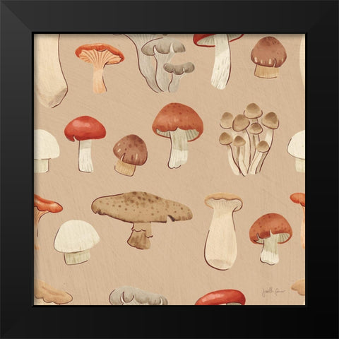 Mushroom Madness Pattern IIIC Black Modern Wood Framed Art Print by Penner, Janelle