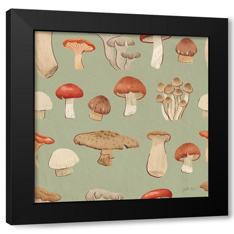 Mushroom Madness Pattern IIID Black Modern Wood Framed Art Print by Penner, Janelle
