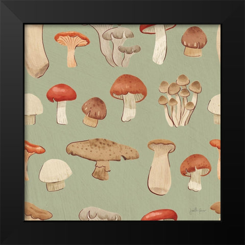 Mushroom Madness Pattern IIID Black Modern Wood Framed Art Print by Penner, Janelle