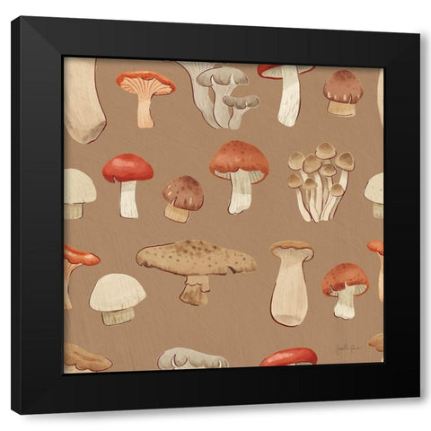 Mushroom Madness Pattern IIIE Black Modern Wood Framed Art Print with Double Matting by Penner, Janelle