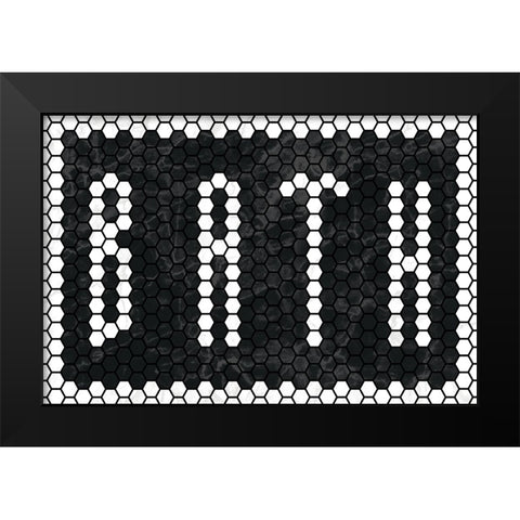 Bath Tiles Inverted Black Modern Wood Framed Art Print by Wild Apple Portfolio