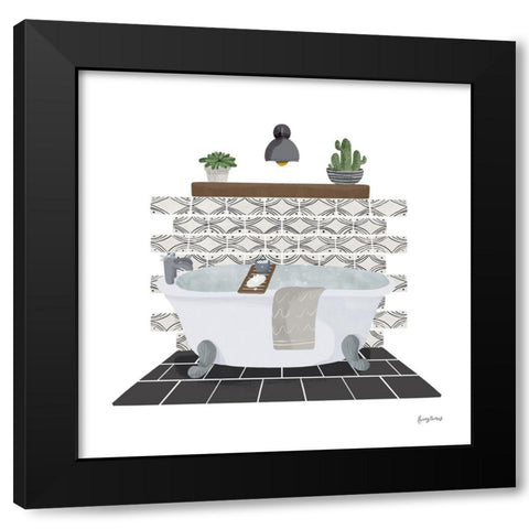 Relaxing Bathroom II Dark Black Modern Wood Framed Art Print by Thorns, Becky
