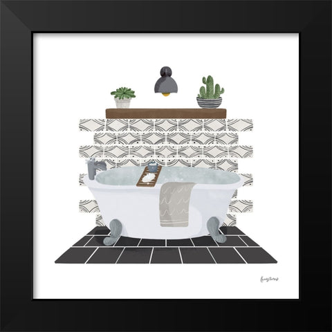 Relaxing Bathroom II Dark Black Modern Wood Framed Art Print by Thorns, Becky