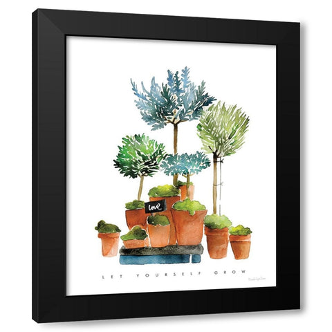 Let Yourself Grow Black Modern Wood Framed Art Print by Charro, Mercedes Lopez
