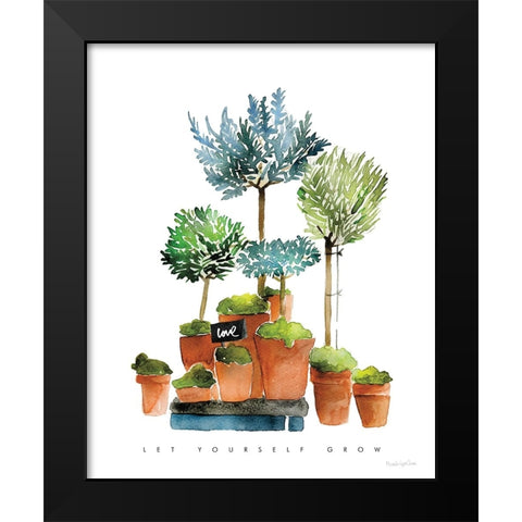 Let Yourself Grow Black Modern Wood Framed Art Print by Charro, Mercedes Lopez