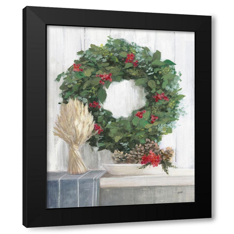 Natural Christmas II Blue Black Modern Wood Framed Art Print by Purinton, Julia