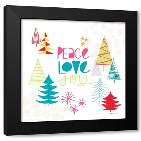 Peace Love Joy II Bright Black Modern Wood Framed Art Print by Warrick, Cheryl
