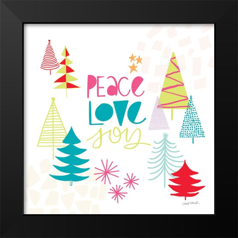 Peace Love Joy II Bright Black Modern Wood Framed Art Print by Warrick, Cheryl