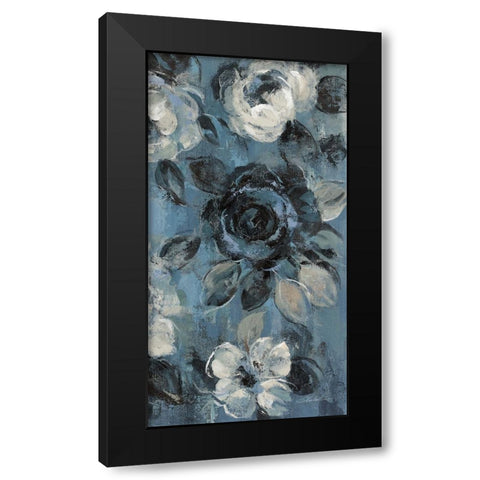 Loose Flowers on Dusty Blue IV Black Modern Wood Framed Art Print with Double Matting by Vassileva, Silvia