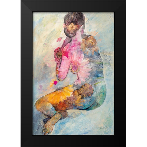 Floral Figures II Black Modern Wood Framed Art Print by Hristova, Albena