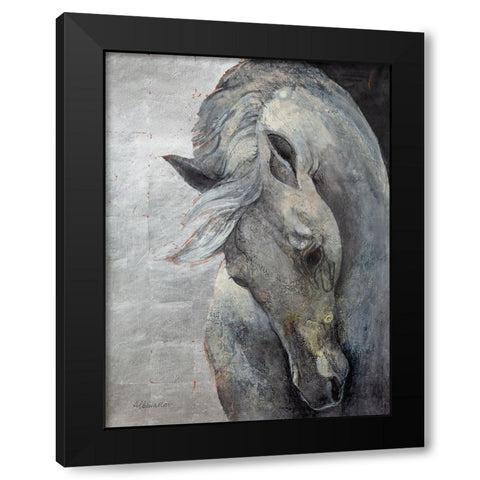 Shy Grey Black Modern Wood Framed Art Print with Double Matting by Hristova, Albena