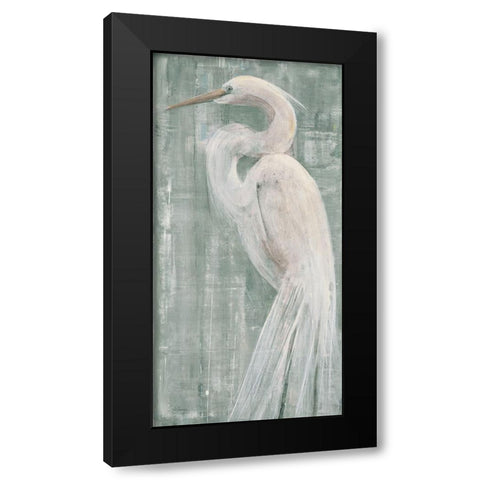 Coastal Egret II Green Black Modern Wood Framed Art Print with Double Matting by Hristova, Albena