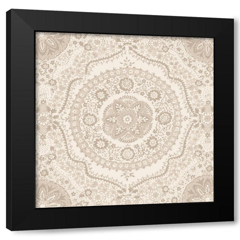 Zen Mandala Black Modern Wood Framed Art Print by Wild Apple Portfolio