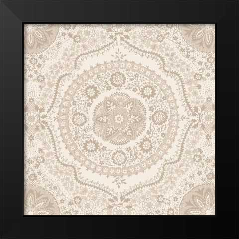 Zen Mandala Black Modern Wood Framed Art Print by Wild Apple Portfolio