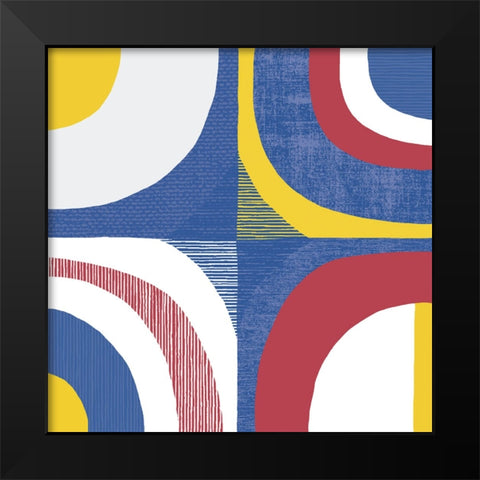 Quarter Circle Abstract Sq IV Bright Primary Black Modern Wood Framed Art Print by Wild Apple Portfolio