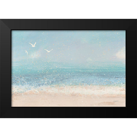 Splatter Beach I Neutral Black Modern Wood Framed Art Print by Wiens, James