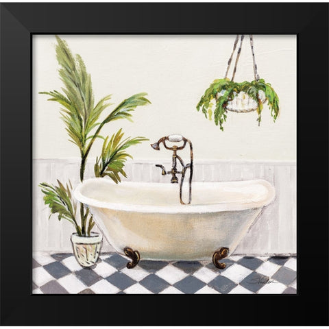 Crisp Cottage Bathroom I Black Modern Wood Framed Art Print by Vassileva, Silvia