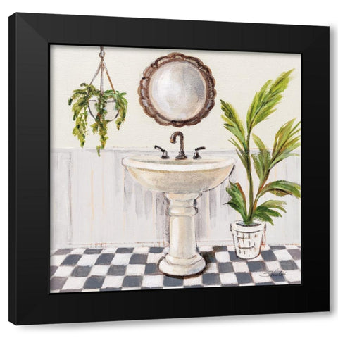 Gray Cottage Bathroom II Black Modern Wood Framed Art Print with Double Matting by Vassileva, Silvia