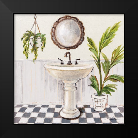 Gray Cottage Bathroom II Black Modern Wood Framed Art Print by Vassileva, Silvia