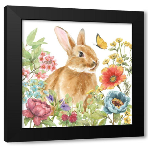 Garden Bunnies V Black Modern Wood Framed Art Print by Trimbach, Leslie